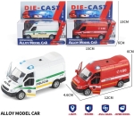 Метален Микробус Полиция и Пожарна със Светлина и Звук 13×6×15 см Мащаб 1:38